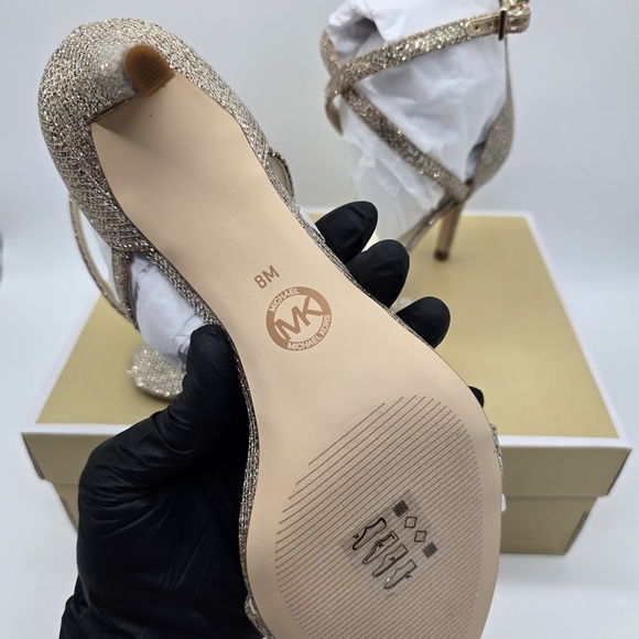 Michael Kors Sparkling Gold Strappy Sandals - Picture 3 of 6